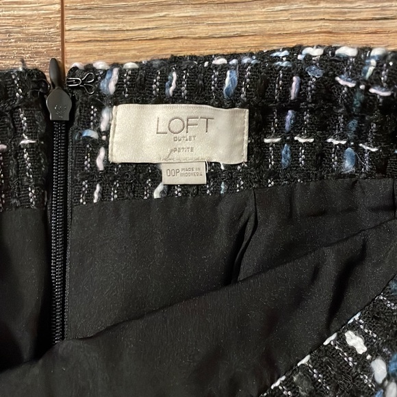 NWOT Loft 00P wool black blue plaid skirt - Picture 2 of 5